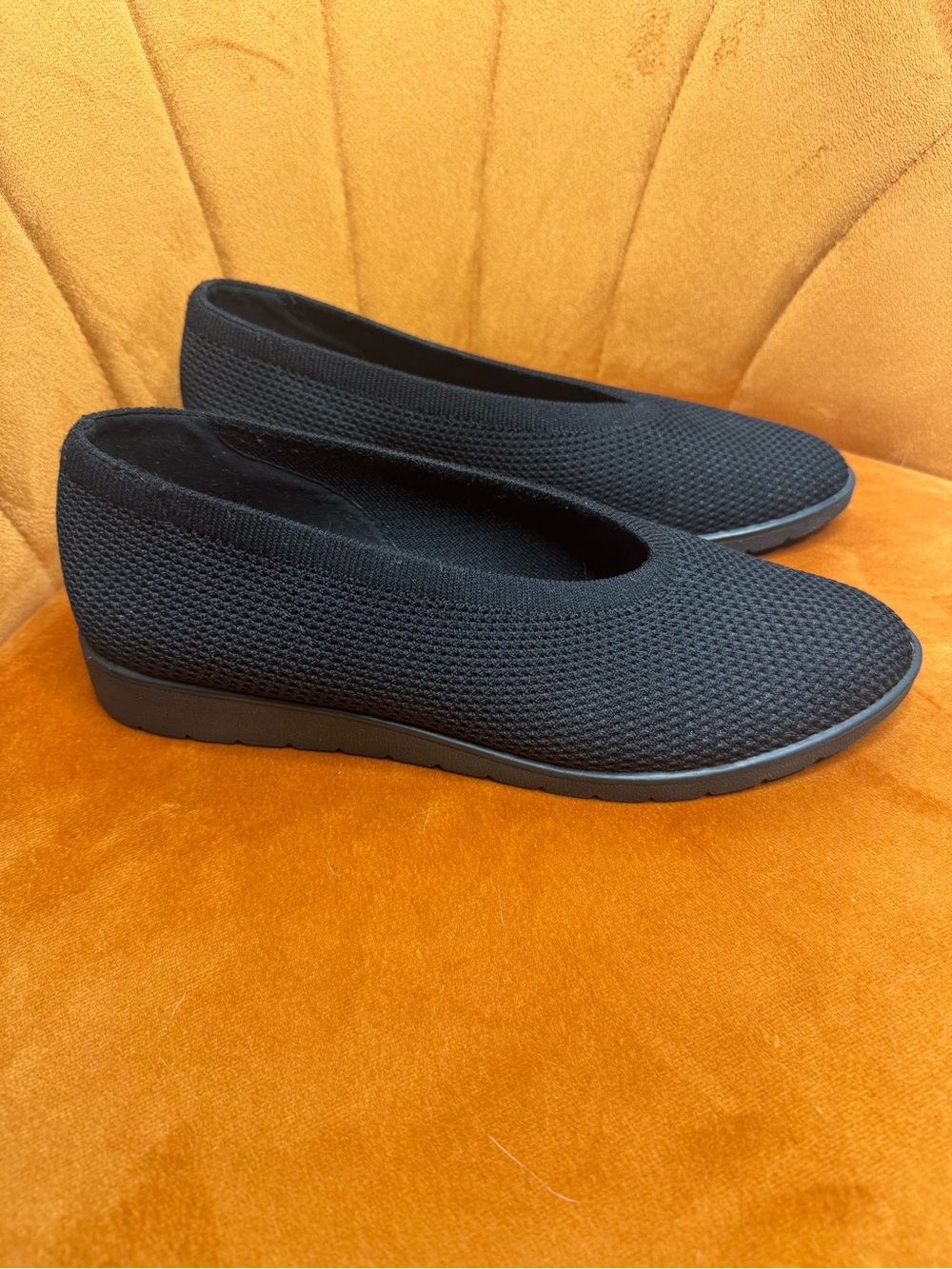 Eileen Fisher Black Heaven  Knit Slip-On Wedge  Ballet Flats Size 9
